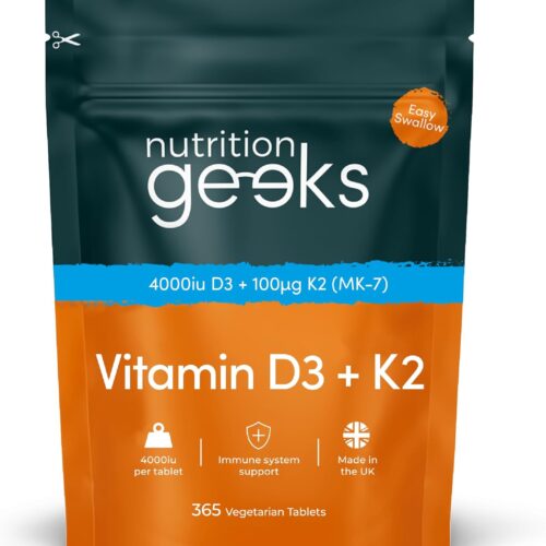 Vitamin D3 4000iu + K2 MK7 – 365 Tablets, UK-Made