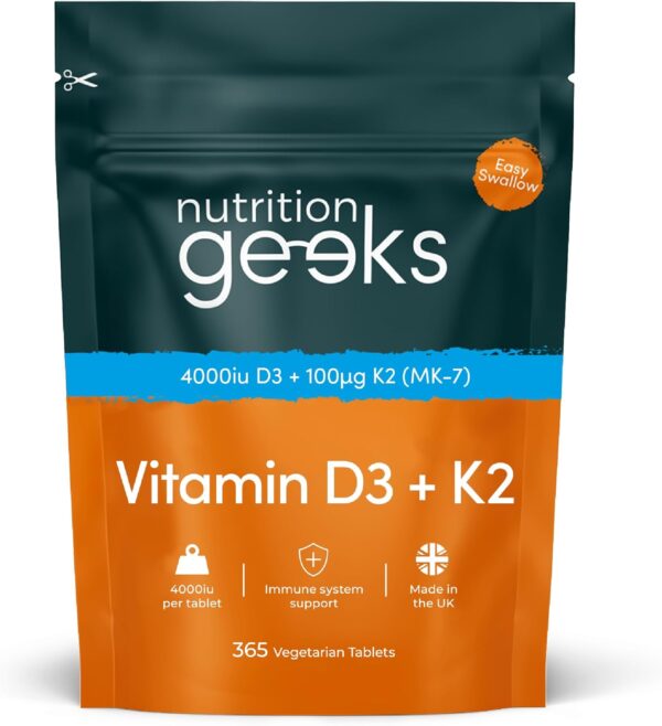 Vitamin D3 4000iu + K2 MK7 – 365 Tablets, UK-Made