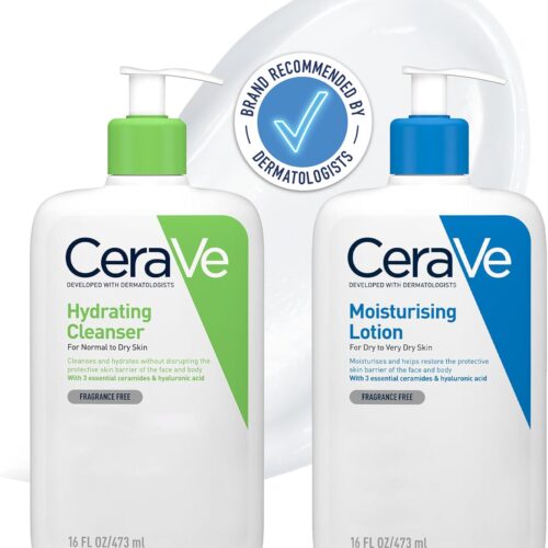 CeraVe Dry Skin Set – Cleanser & Moisturising Lotion 473 ml (Pack of 2)