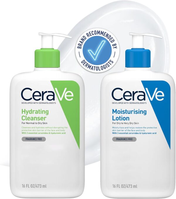 CeraVe Dry Skin Set – Cleanser & Moisturising Lotion 473 ml (Pack of 2)